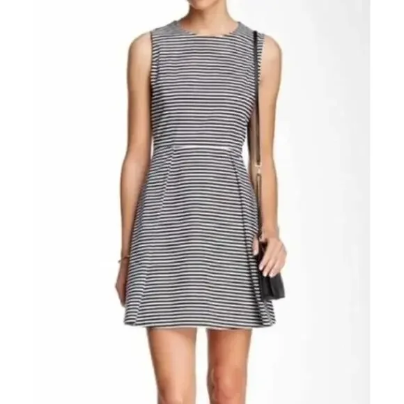 Kate Spade Saturday 00 Black White Pencil Striped Let Loose Fit and Flare Dress - Picture 13 of 13